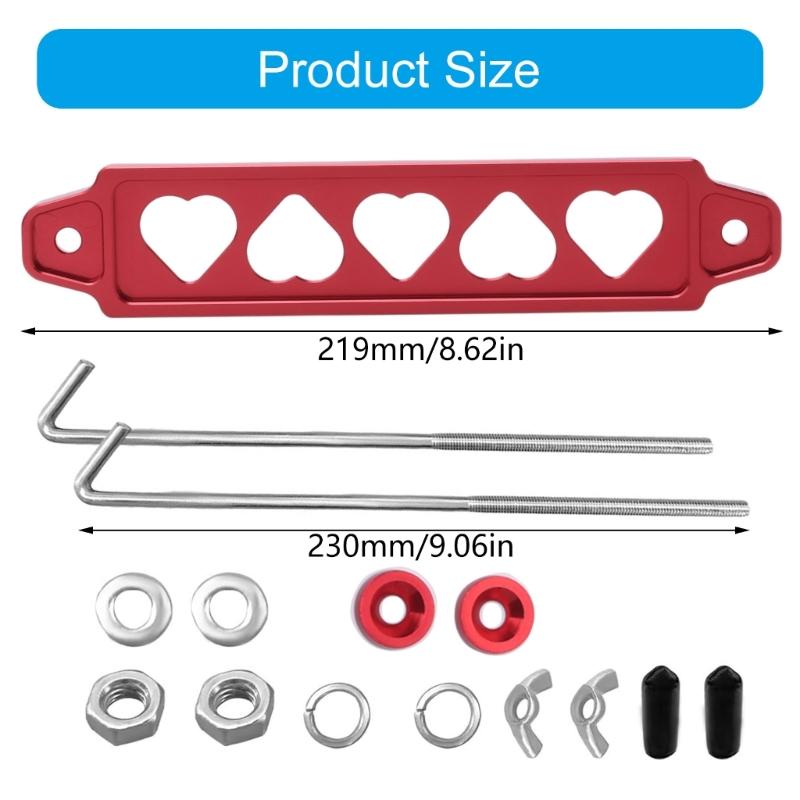 Anodized Metal Battery Hold Down Bracket Kit for Car or Motorcycle, Secure Battery Mounting Bars for Service Use