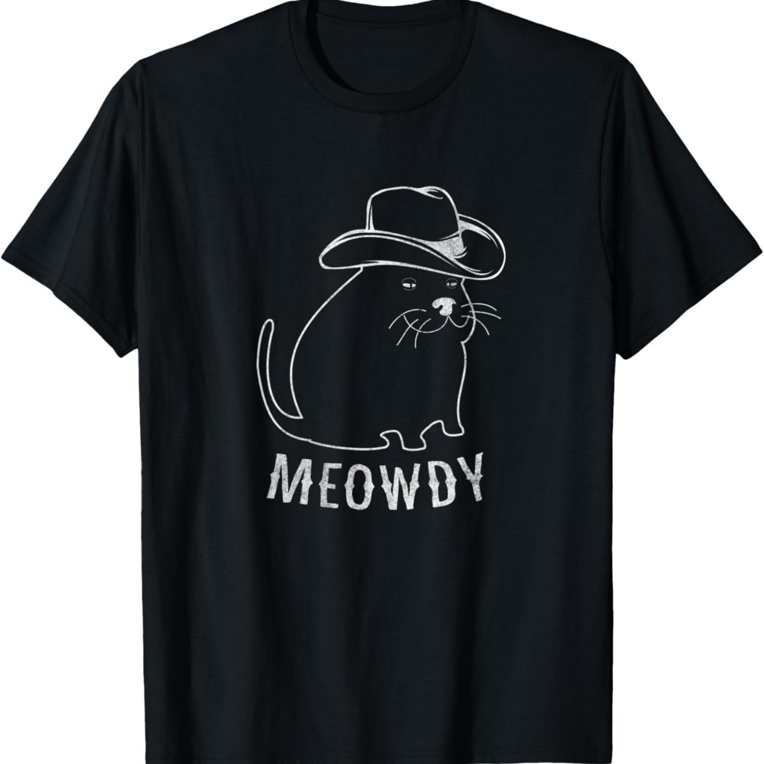 

Meowdy Texas Cat Meme T-Shirt T-Shirt for Men Women Kids S чёрный