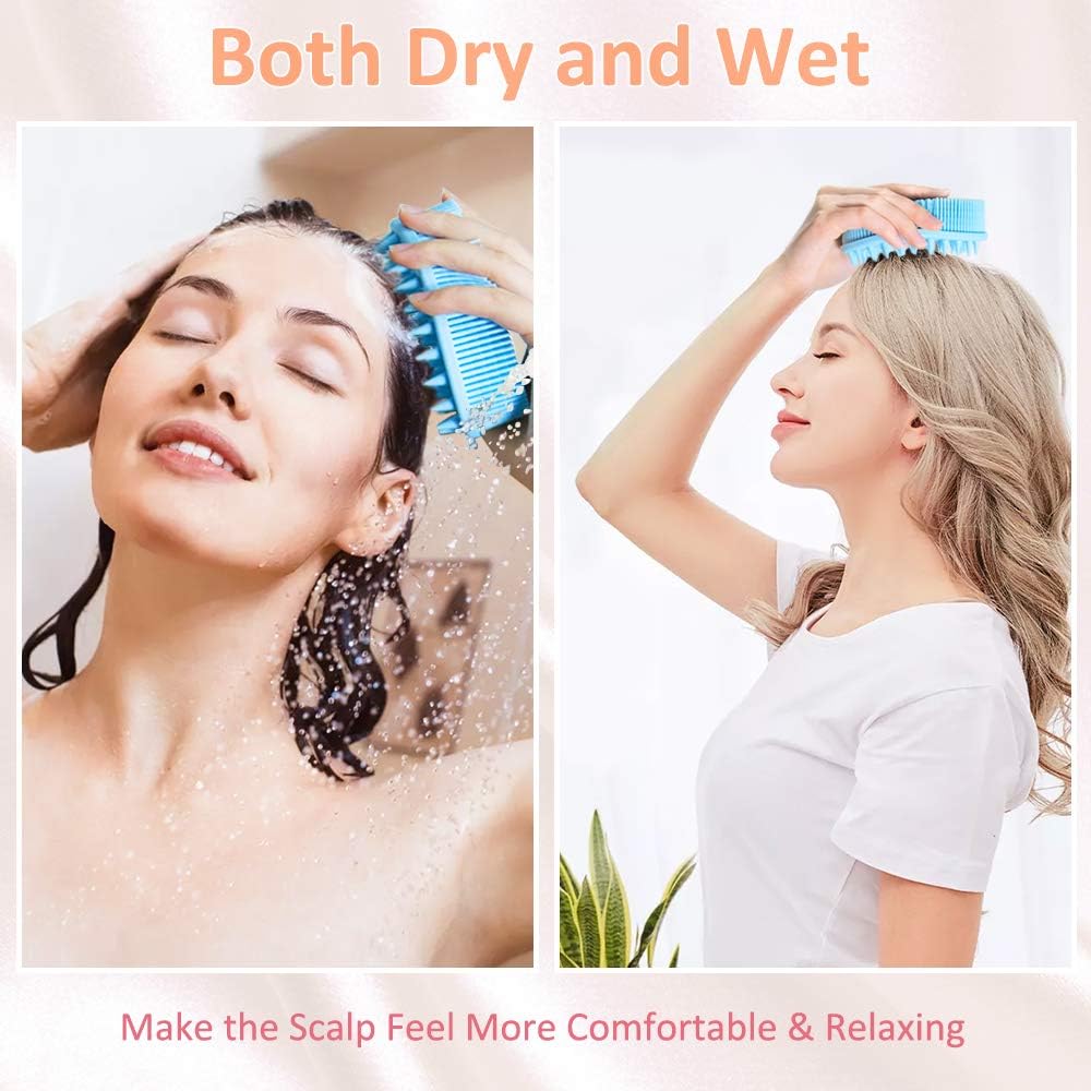 Exfoliating Silicone Body Scrubber for Shower, 2 In 1 Silicone Bath and Shampoo Brush for Gentle Scrub Skin Exfoliation