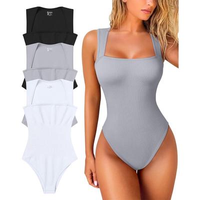 Ärmelloser, figurformender Bodysuit für Damen mit quadratischem Ausschnitt und Dreieck-Shapwear