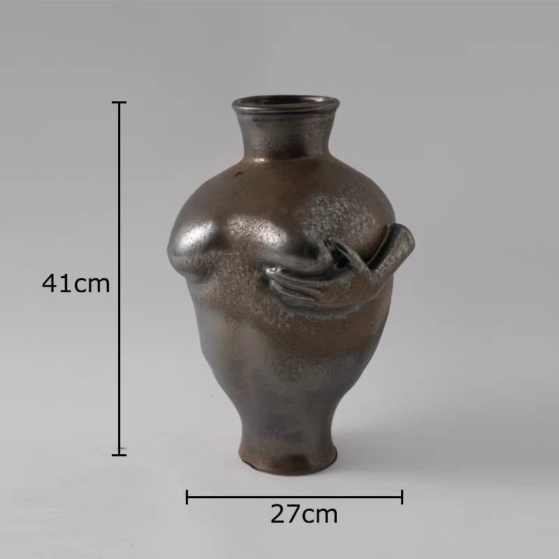 Abstract Art Character Chest Ceramic Vase Desk Decoration Flowers Arrangement Human Body Breast Vases Room Aesthetic Decor