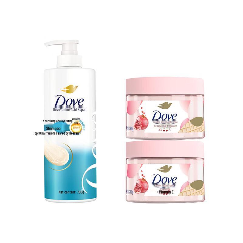 Dove Nourishing Amino Acid Shampoo & Pomegranate Scrub Bundle