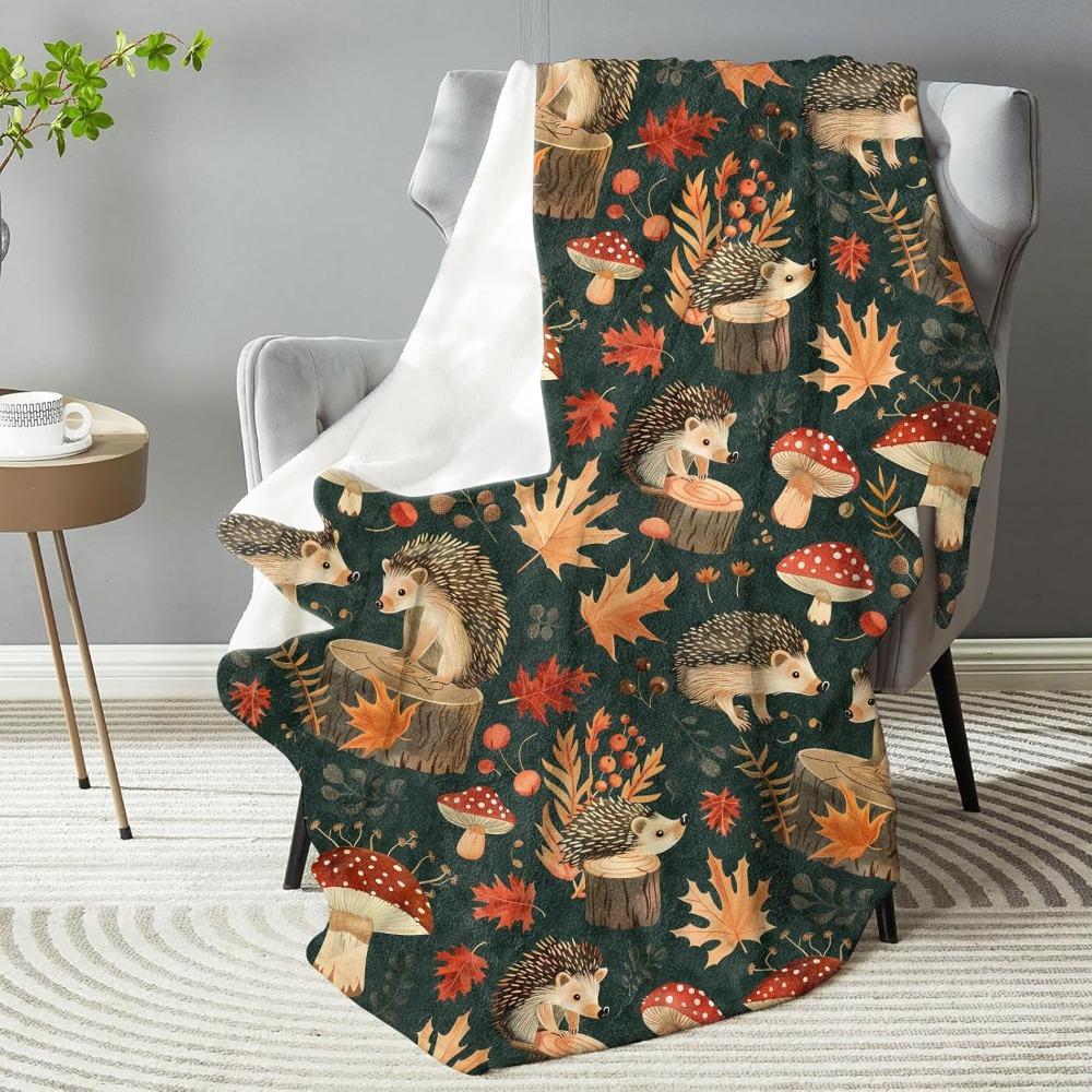 Adorable Hedgehog Throw Blanket Soft, Animal Print Comfy, Lightweight, Warm for Men and Women Bedroom Office Home Decor