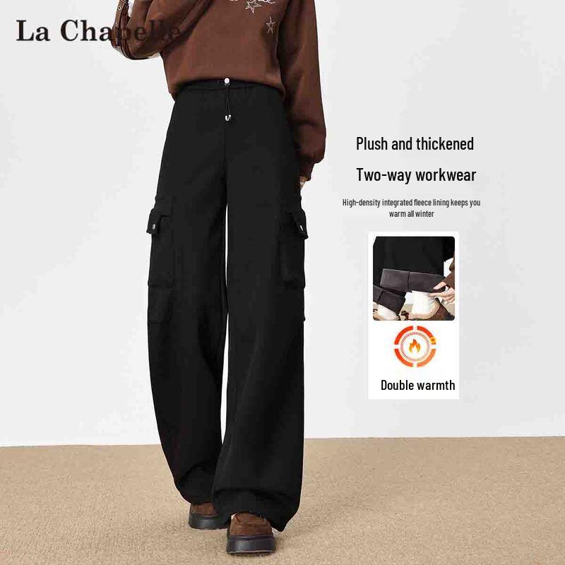 La Chapelle Women's Winter Fleece-Lined Straight Leg Cargo Pants