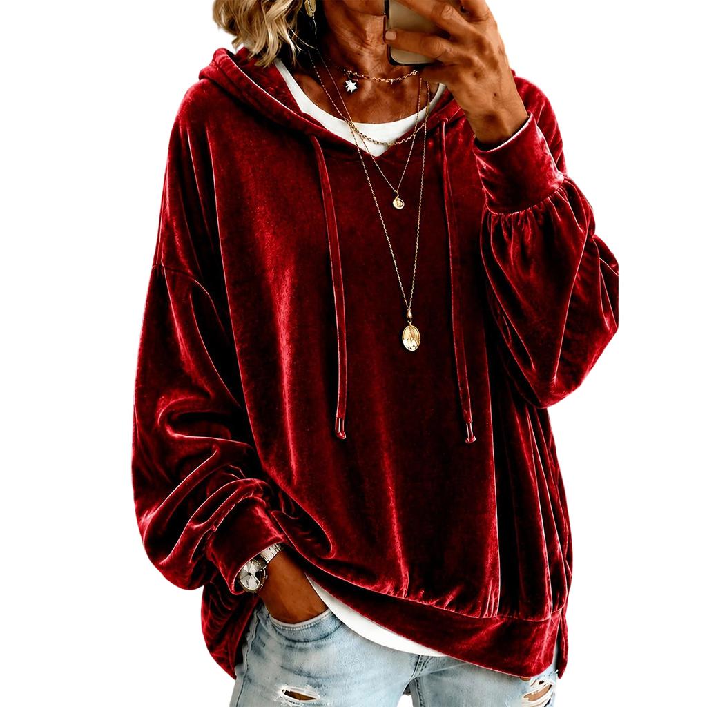 Women's Color Casual Hooded Sweatshirt with