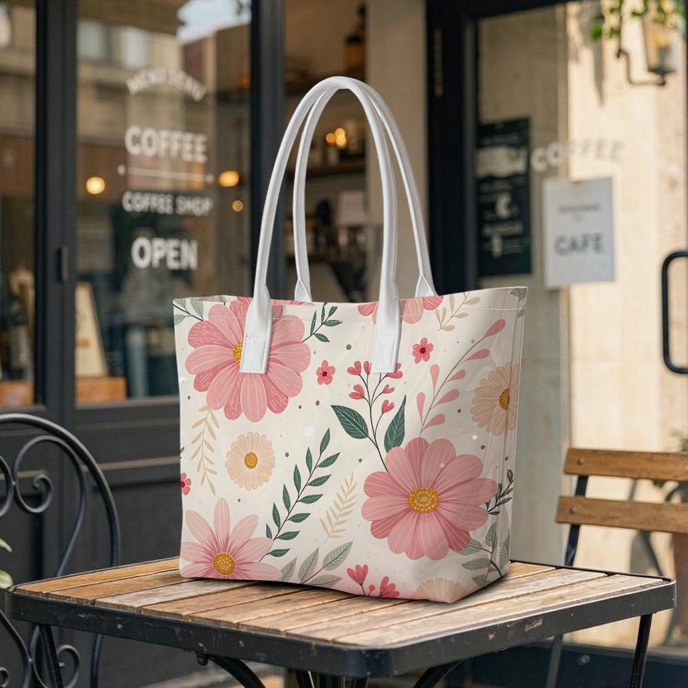 Floral Printed Tote Bag Fashion Casual Large Capacity Handbag for Daily Shopping Travel Outdoor Use