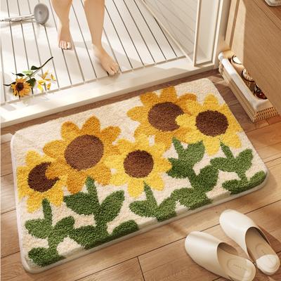 Modern Minimalist Small Fresh Floral Bathroom Floor Mat Soft Durable Non-Slip Absorbent Floor Mat 30*50cm Carpet Household Use