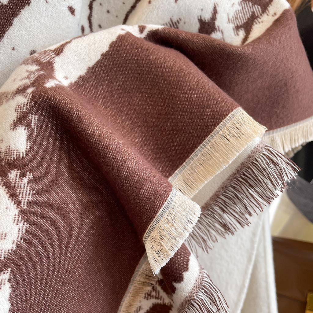 Imitation Cashmere Scarf Women'S Air Conditioner Shawl British Style Square Scarf Long Scarf Short Beard Scarf