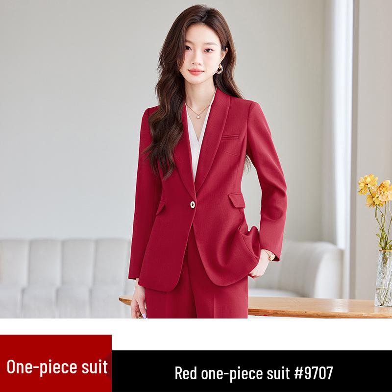 Ensemble Tailleur Classique Rouge pour Femme - Blazer Élégant pour Tenue Formelle et de Travail