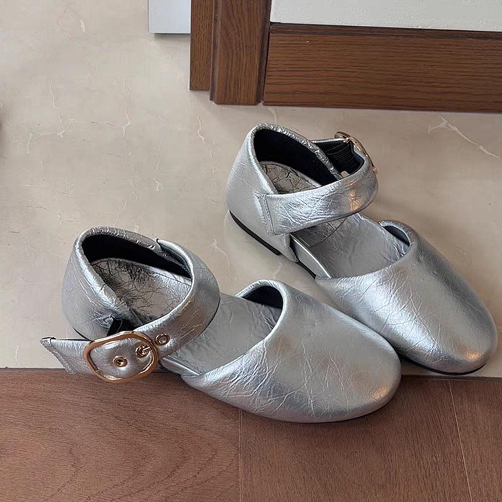Fashion Belt Buckle Red Mary Janes Flats 2025 Spring Autumn New Walking Comfy Casual Flat Shoes