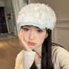Retro Thin Beanies Hat Korean Painter Artist Cap New Rose Flower Beret Hats