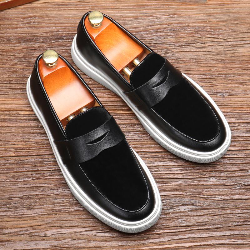 Fashion Fashion Men's Casual Slip-on Leather Shoes Men Classic Buckle Loafers Moccasins Mens Outdoor Board Shoe Driving Flats