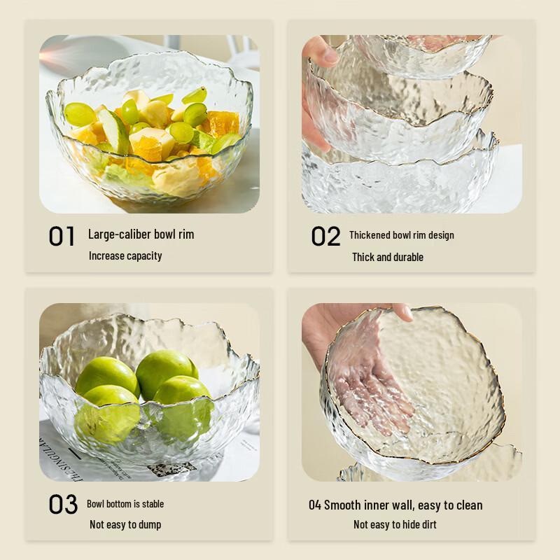 CCKO Iceberg Texture Glass Salad Bowl