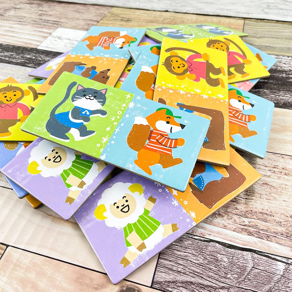 DJECO Domino Little Friends Picture Matching Game Educational Game Domino Play Card Game Shiritori Numbers Picture Linking Montessori Ages 6