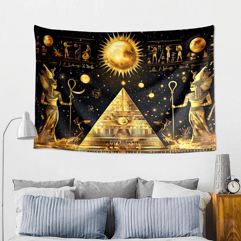 Antiker ägyptischer Pharao Bedruckter Wandteppich, Wandbehang, Wohnzimmer, Schlafsaal, Große Wanddekoration, Stoffdekor Fächer Geburtstagsgeschenke