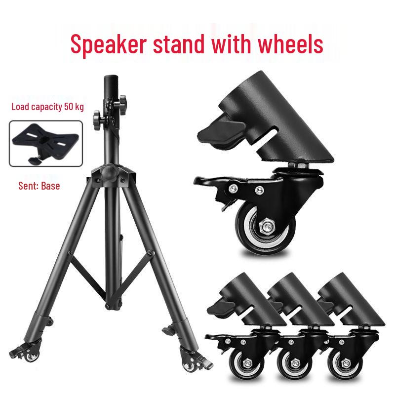 3.5" Universal Metal Speaker Tripod Stand with Wheels