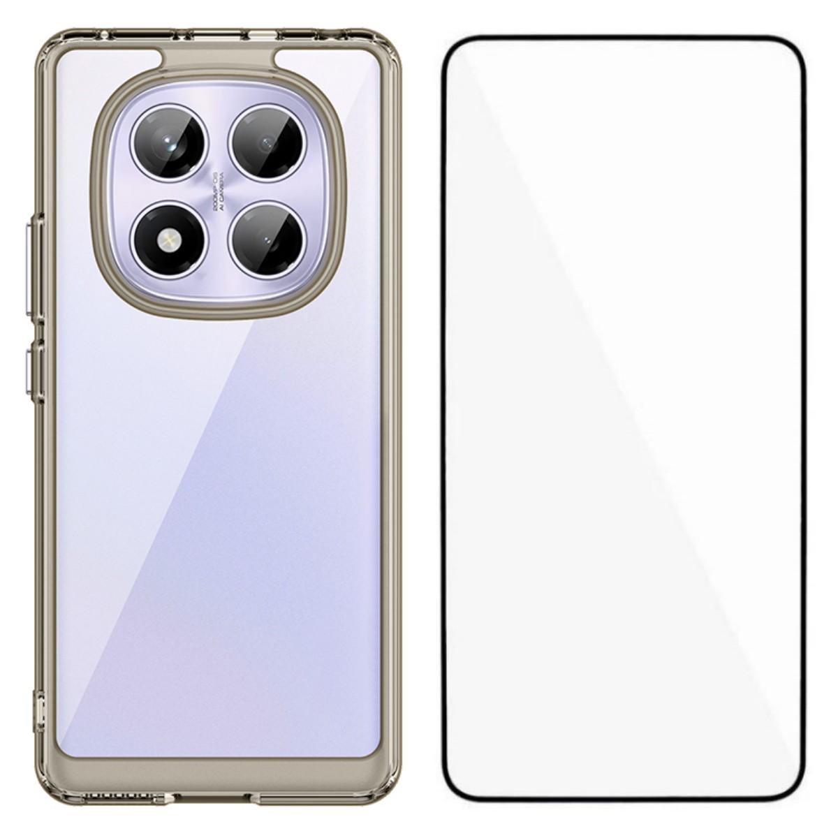 

Чехол для телефона Xiaomi Redmi Note 14 Pro 4G WANLONFENG Серия XC ТПУ Акриловая крышка с закаленным стеклом (Большое отверстие для линзы) Transparent Grey