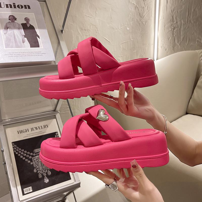 Luxury High-heeled Thick Sole Slippers Summer Fashion Lightweight Rome Shoes Platform Sandals Chic Pantuflas Beach Pu Chinelos
