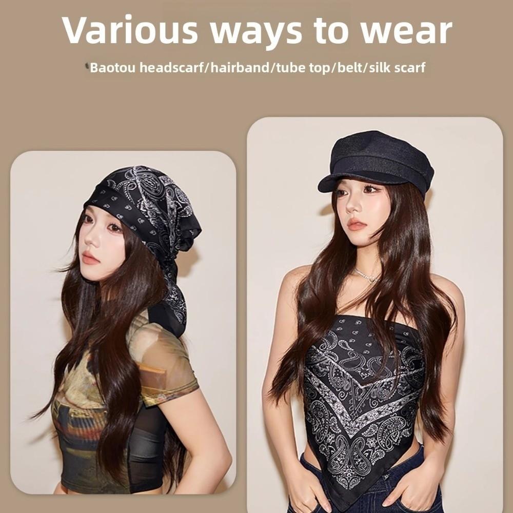 Trendy 70*70cm Hair Scarf Floral Bohemia Style Hairbands Soft Square Neckerchief Hands Bag Accessory