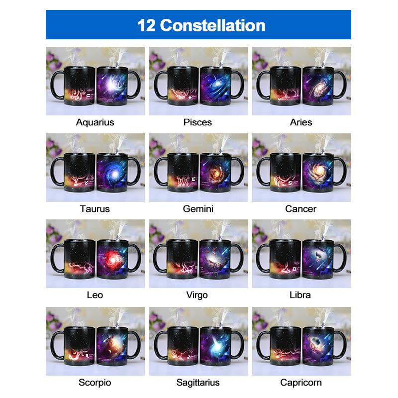 Starry Sky Purple Illusion 12 Constellation Color Changing Water Cup Ceramic Mug Suitable for Couples To Give Gifts