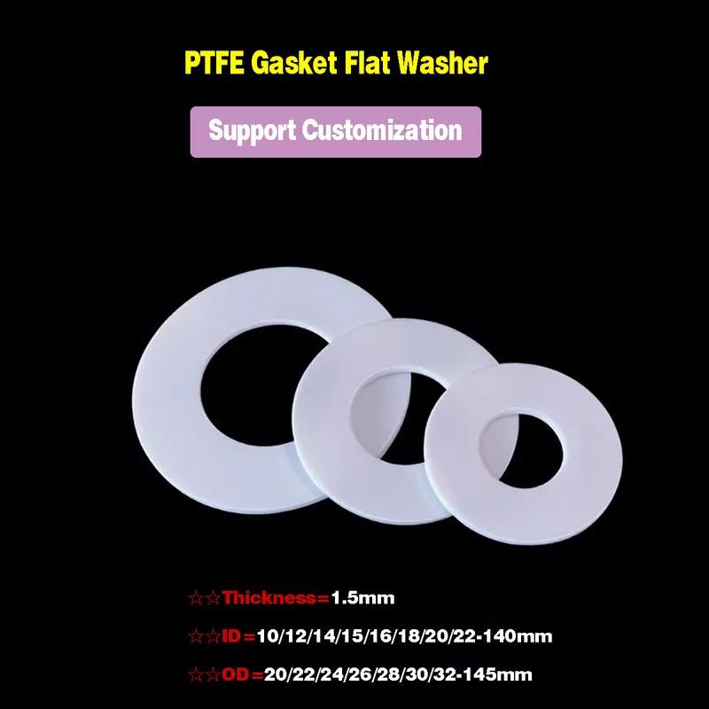 Teflon Pressure Gauge Gasket 1.5mm Thick PTFE Seal Washer Chemical Resistant ID 10-140mm 41x46x1.5(10pcs)