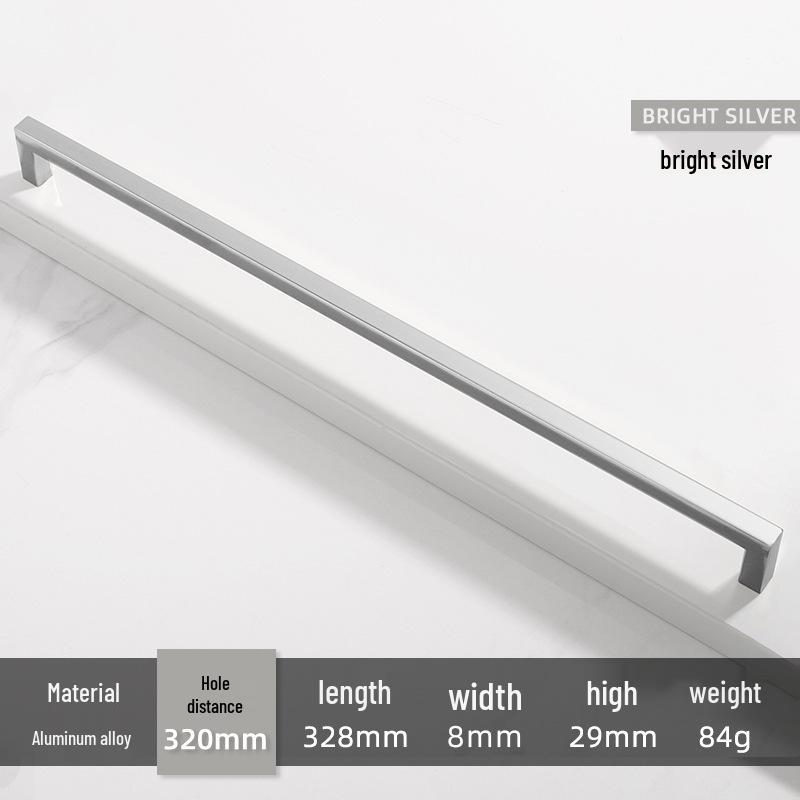 Square Bright Gold & Silver Kitchen Cabinet Handle - Modern Minimalist Black Aluminum Alloy Drawer & Wardrobe Handle