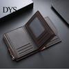 Cash Compartment Wallet Men Short Card Slim Tri-fold Large Capacity Holder Multi-card Slot with ID Window Zipper Coin Pocket Gift for Father Husband