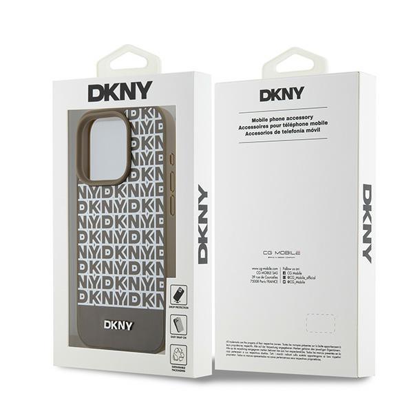 Dkny Dkhmp15Lpsospw Iphone 15 Pro6.1 Brązowy/Brown Hardcase Leather Printed Pattern Metal Logo Magsafe