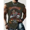 3D Creative Retro Motorcycle Print Outdoor T-shirt Sports Style Casual Breathable Round Neck Four-season Fitness Men's Vest