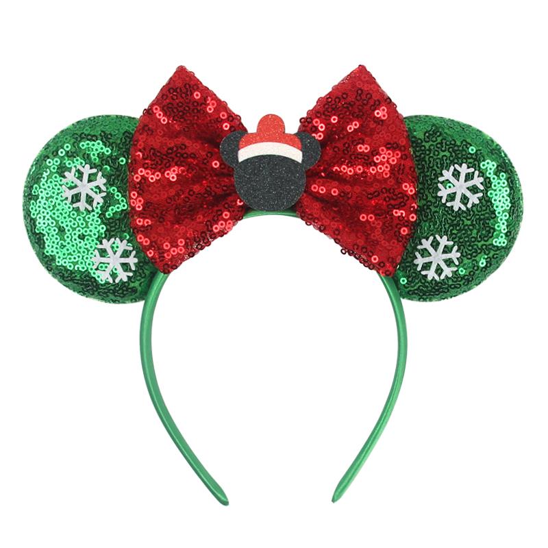 Neues Weihnachts-Mausohren-Stirnband für Mädchen Einheitsgröße Pailletten Schleife Haarband Festival Party DIY Haarschmuck Boutique