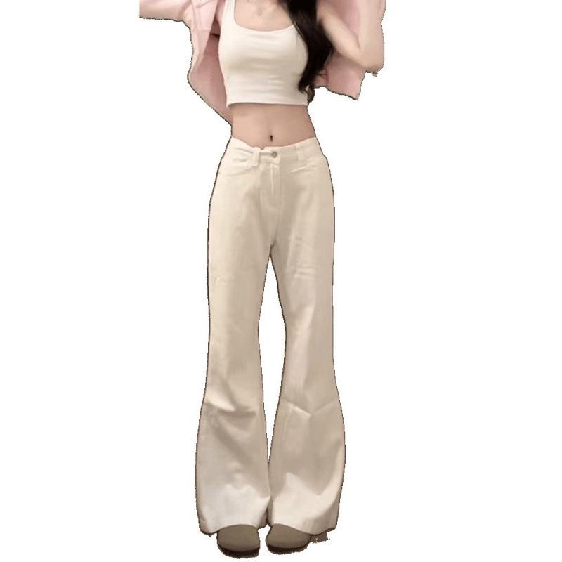 Women's 2025 Loose White Wide-Leg Flare Jeans – Trendy, Slimming, Floor-Length