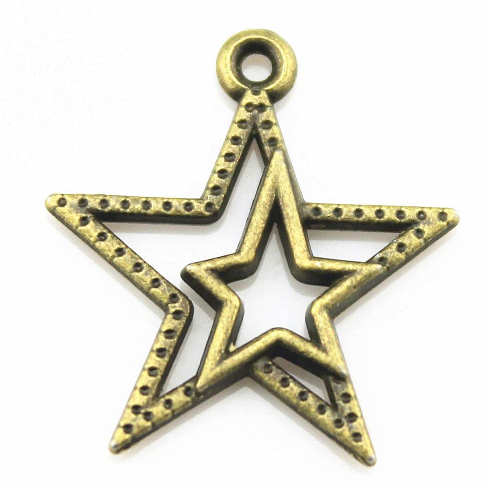 Five-Pointed Star Charms Multi Color Alloy Plain Pendants For Celestial Themed Jewelry
