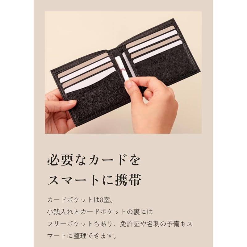 [Business Leather Factory] Bi-fold wallet (no coin purse) Water repellent original leather cow leather unisex 10 pockets Thin (Prussian navy)