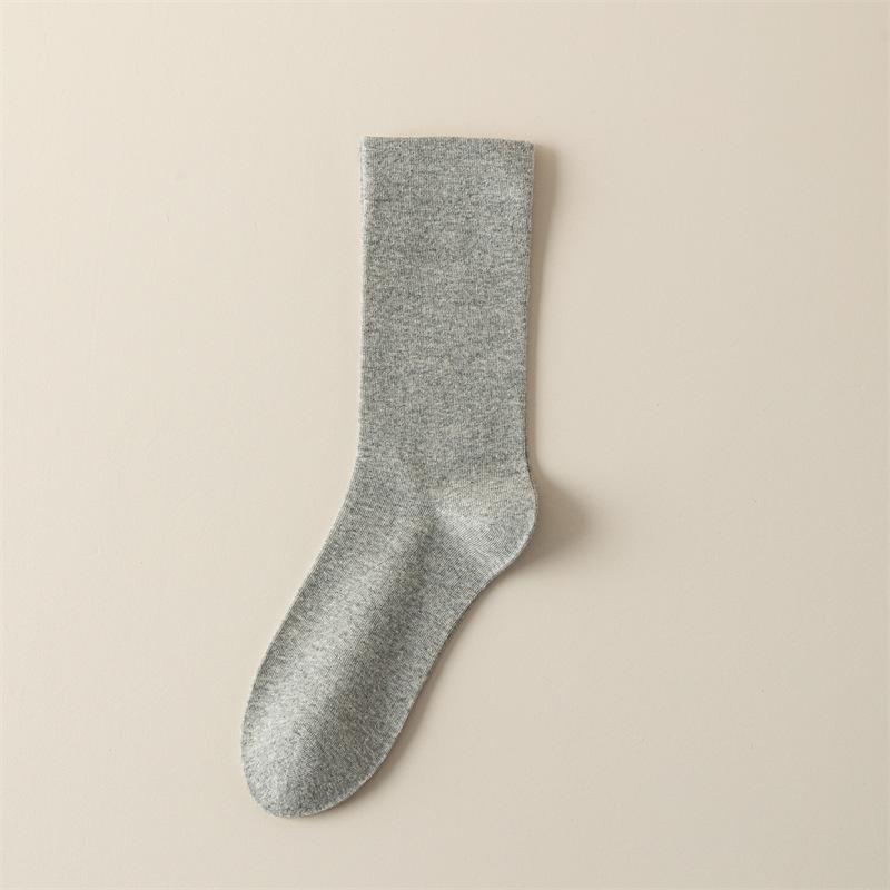 Ladies Spring and Autumn Pure Cotton Pure Color Sweat Absorbing Deodorant Moon Son Tube Stack Socks