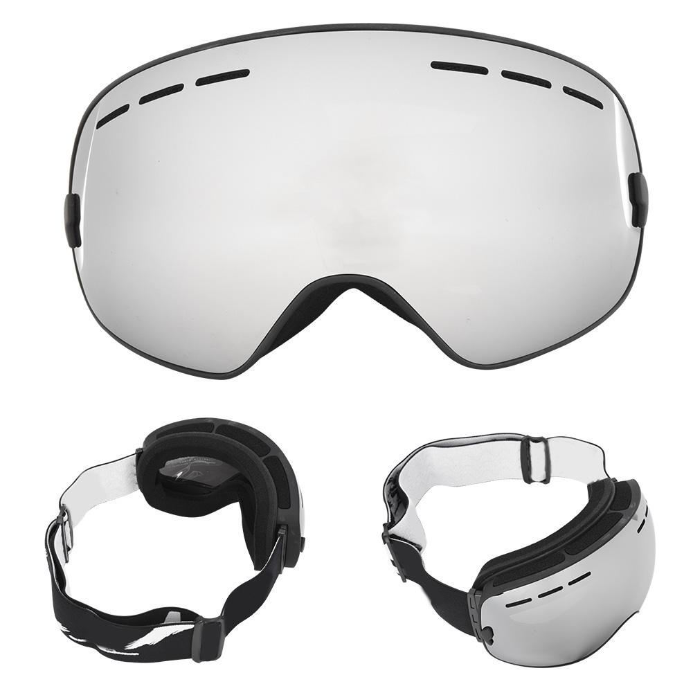 Outdoor Sport Skiing Safety Protective Anti Fog Double Layer Goggle Support Myopic Glasses(Black framefull vacuum