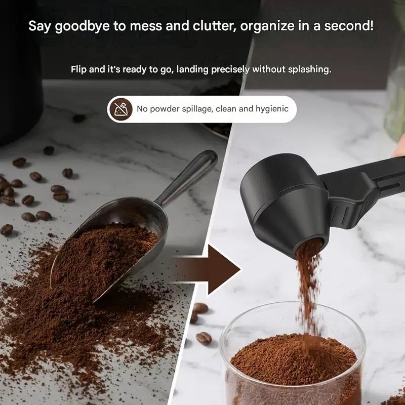 2-In-1 Coffee Dosing Funnel with Measuring Spoon,Reusable Anti-Spill Coffee Powder Funnel,Solve Coffee Powder Transfer and The Waste Caused