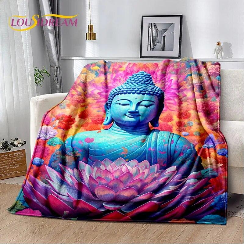 HD Buddha Buddhismus Víra Meditující Náboženství Sakyamuni Bodhisattva Modlitební deka Měkká deka pro domácí postele Pohovka Kid