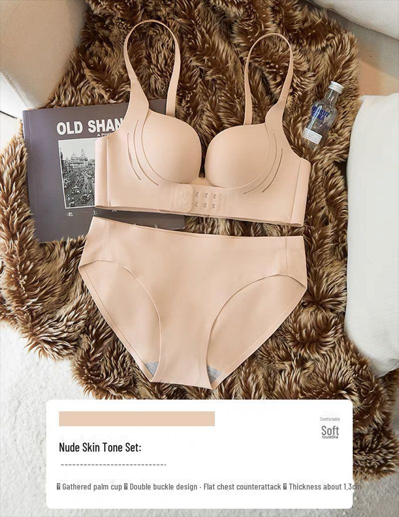 

Бесшовный бюстгальтер с застежкой спереди для девочек - антипровисающий, с боковой поддержкой груди, без пустых чашек, со сборками S