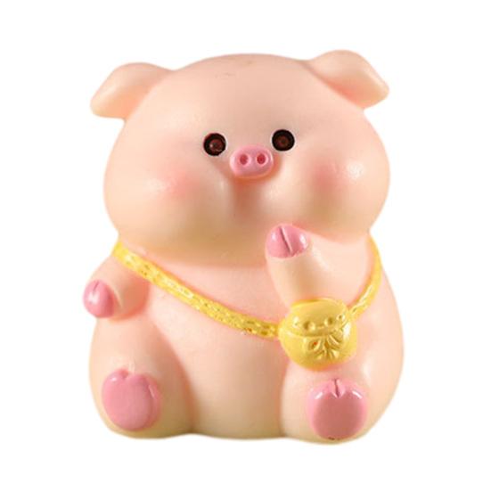 Pig Ornament Small Pink Piglet Synthetic Resin Figurine with Raincoat Yellow Duck Micro Landscape Ornament