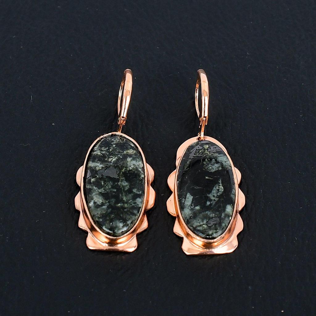 Seraphinite Gemstone Copper Handmade Jewelry Earring For Wedding Gift