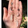 Gothic Silver Star & Moon Irregular White Crystal Pendant Earrings