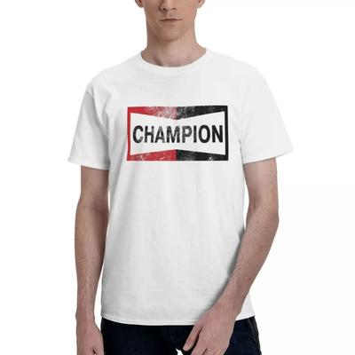 Round Neck Cotton Short Sleeved T-shirt with Retro Champion Logo