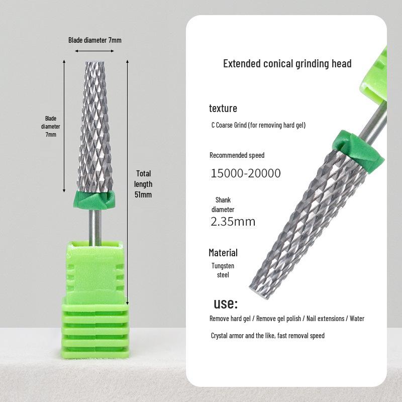 

High-Quality Tungsten Steel Nail Art Tapered Grinding Head for Fast Gel Removal and Sanding 5-in-1