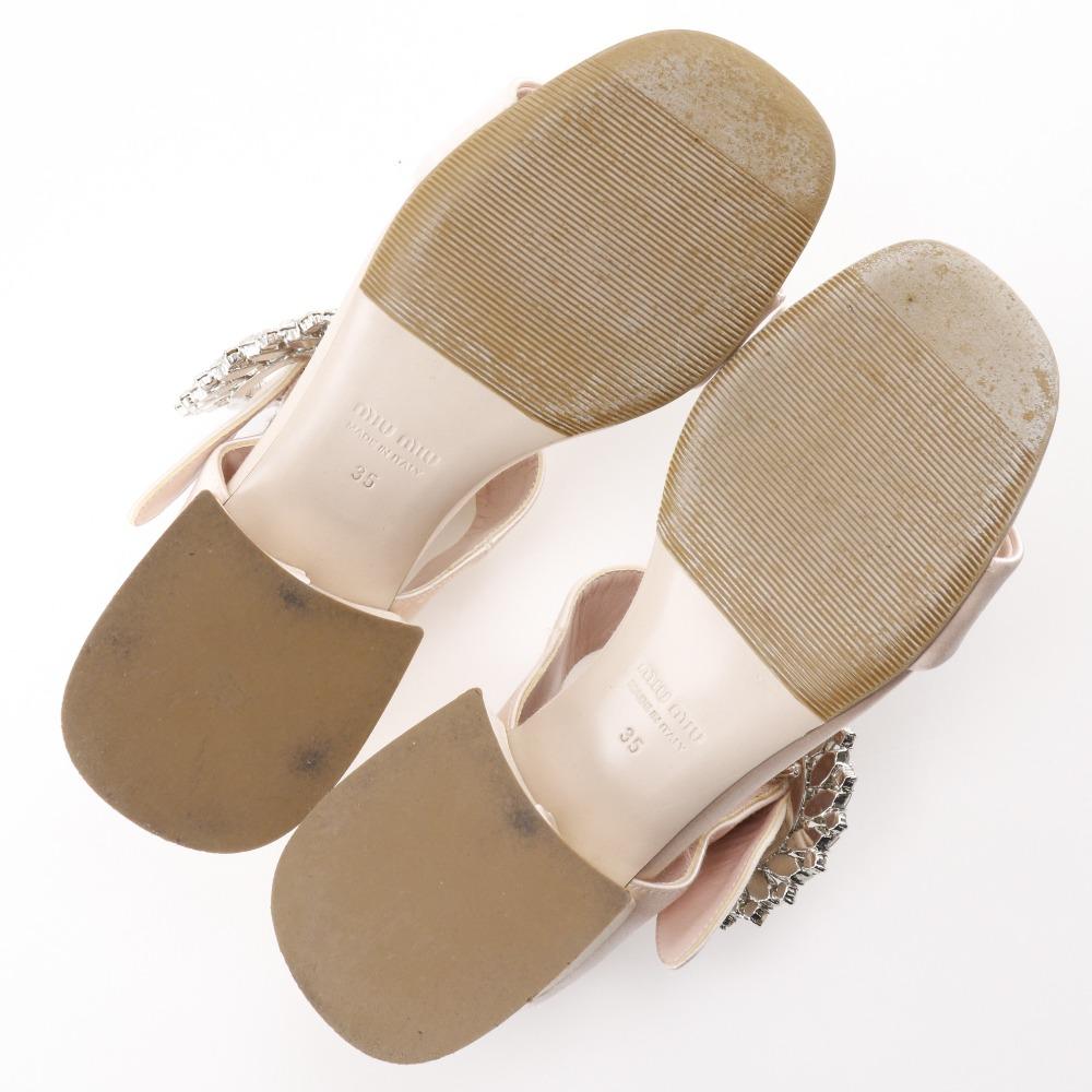 MIUMIU Bijoux Sandals Baby pink Satin Women Used