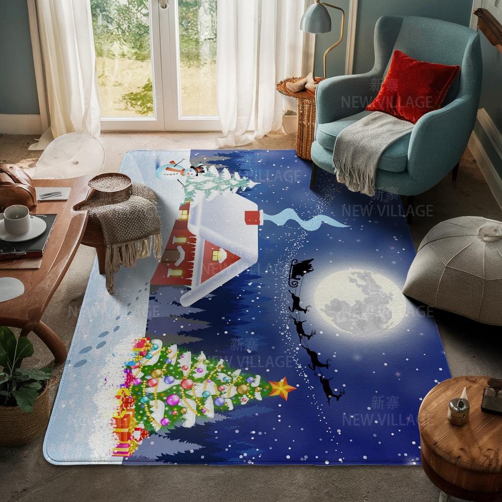 House Entrance Carpet Home Door Mat Living Room Bath Foot Bathroom Non-slip Water Absorption Rugs Bath Merry Christmas Winter