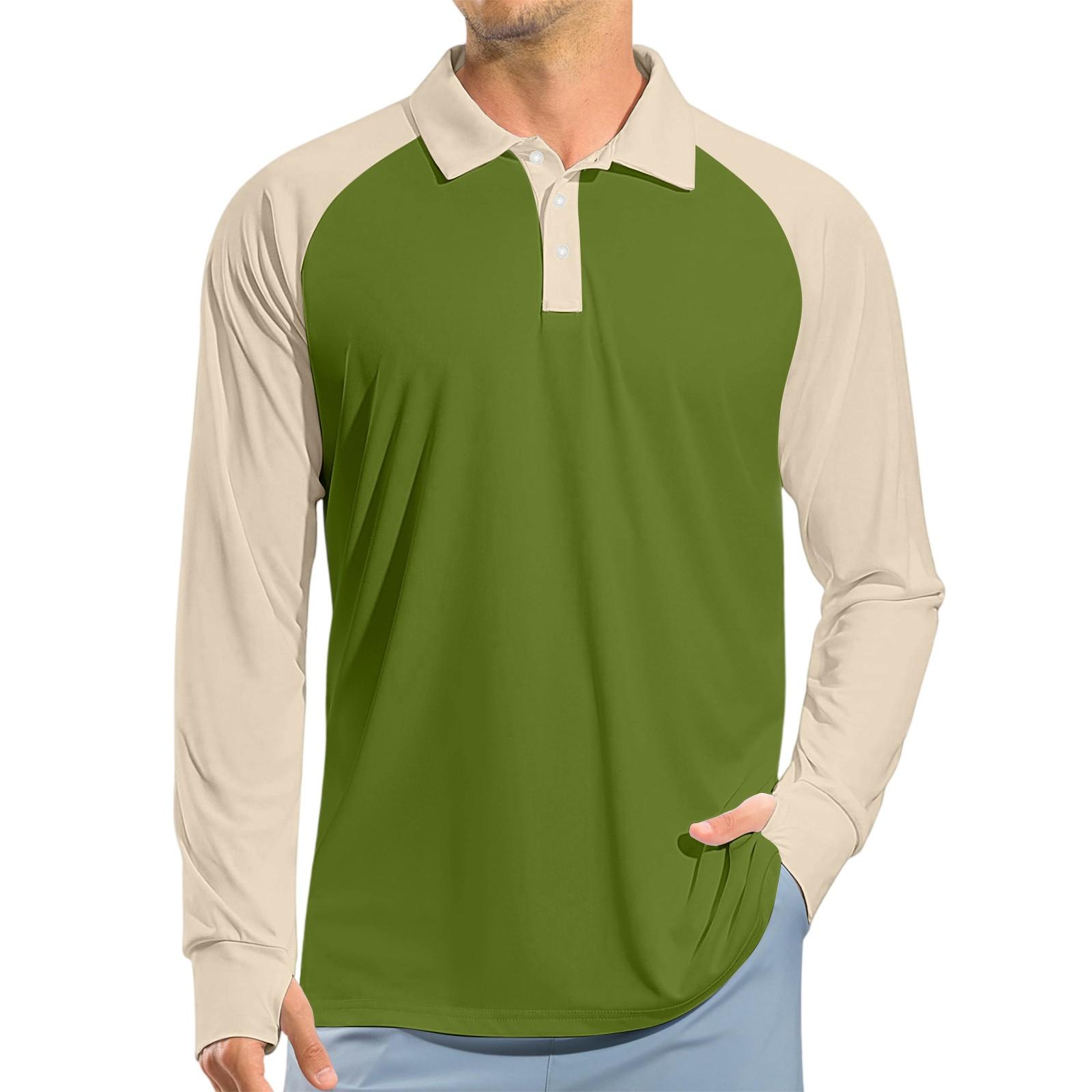 

Чоловіча футболка для гольфу з довгим рукавом реглан, UPF 50+, легка футболка L зелений