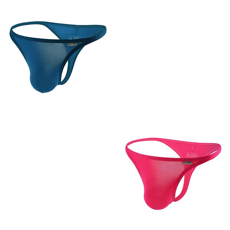 2Pcs/Lot Sexy Low-rise Men's Thongs Solid Color Ultra Soft T-Back Briefs Naked Feel Comfortable Breathable Underwear