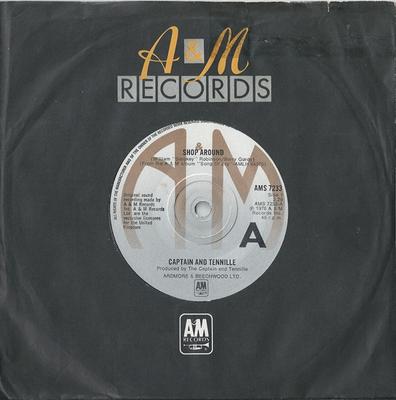 7inch Record CAPTAIN & TENNILLE - Shop Around  AMS7233 A&M Records 1976 UK Pop Used