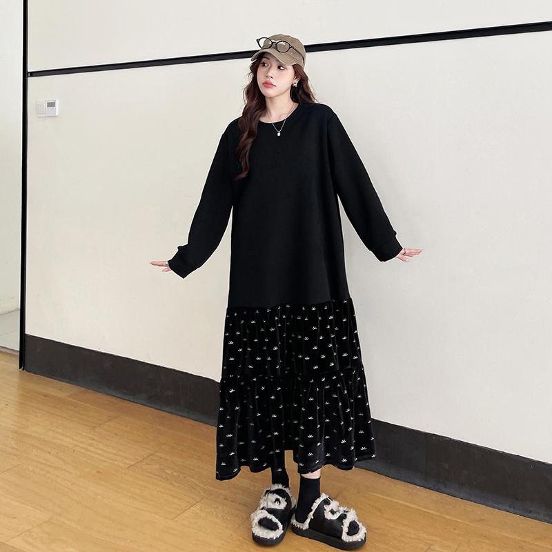 DIMANAF 2025 Women Pluls Size Dress Cotton Long Autumn Casual Shirt Solid New Loose Pullover