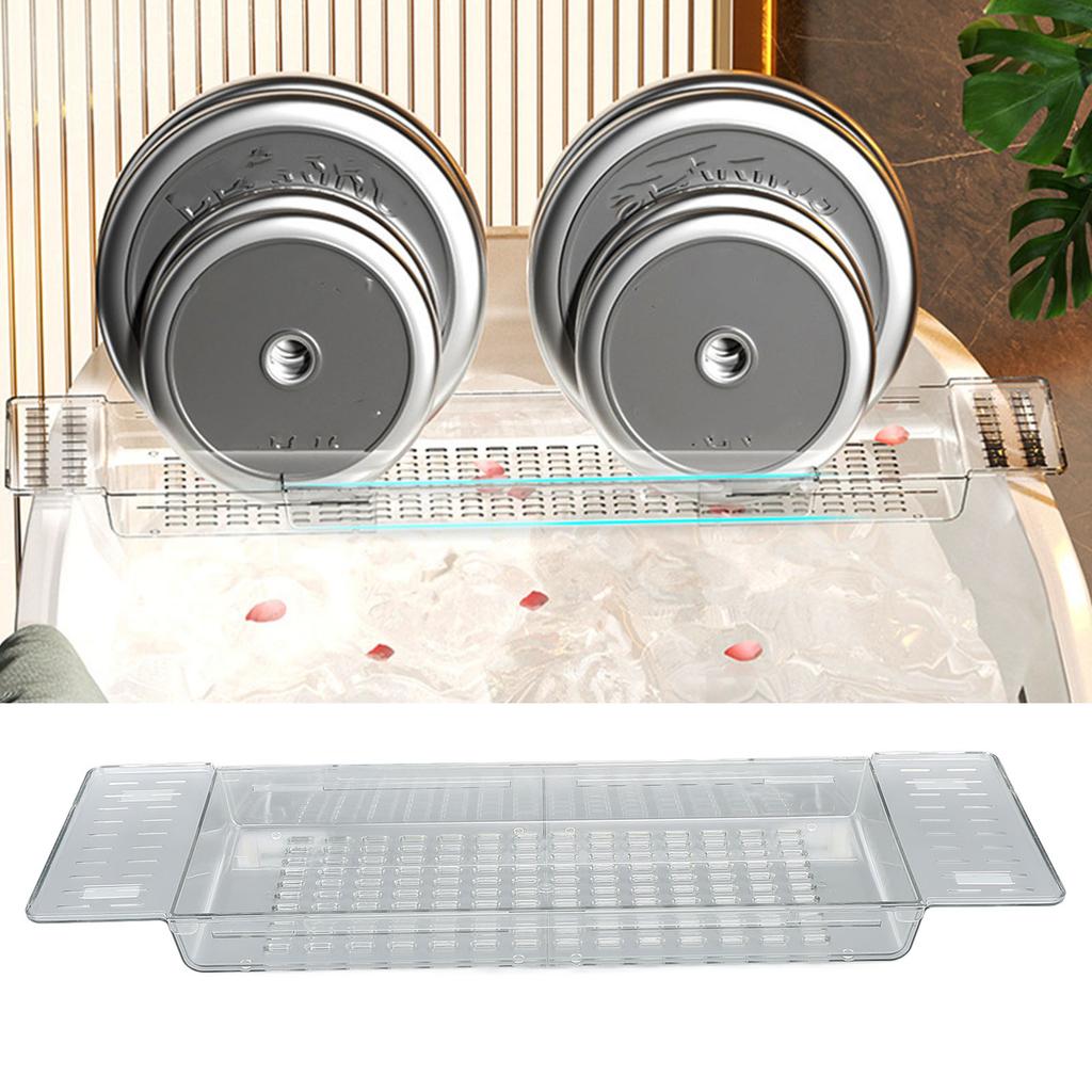Bathtub Tray Table Extendable Draining Large Capacity Waterproof Bath Shelf for Bathroom
